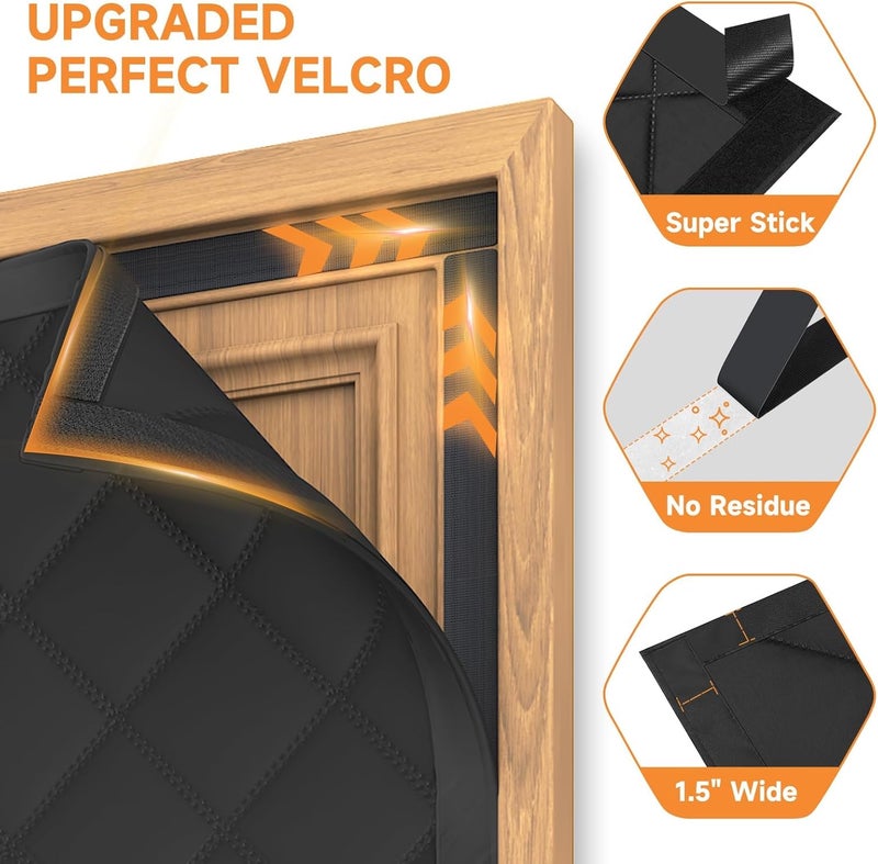 Esteh Magnetic Thermal Insulated Door Curtain for Winter Fits Door Size 72" x 80", Temporary Thermal Door Cover for Cold with Thickened Cotton, Window Insulation Kit for Sliding Glass Doorways-Black - Image 4